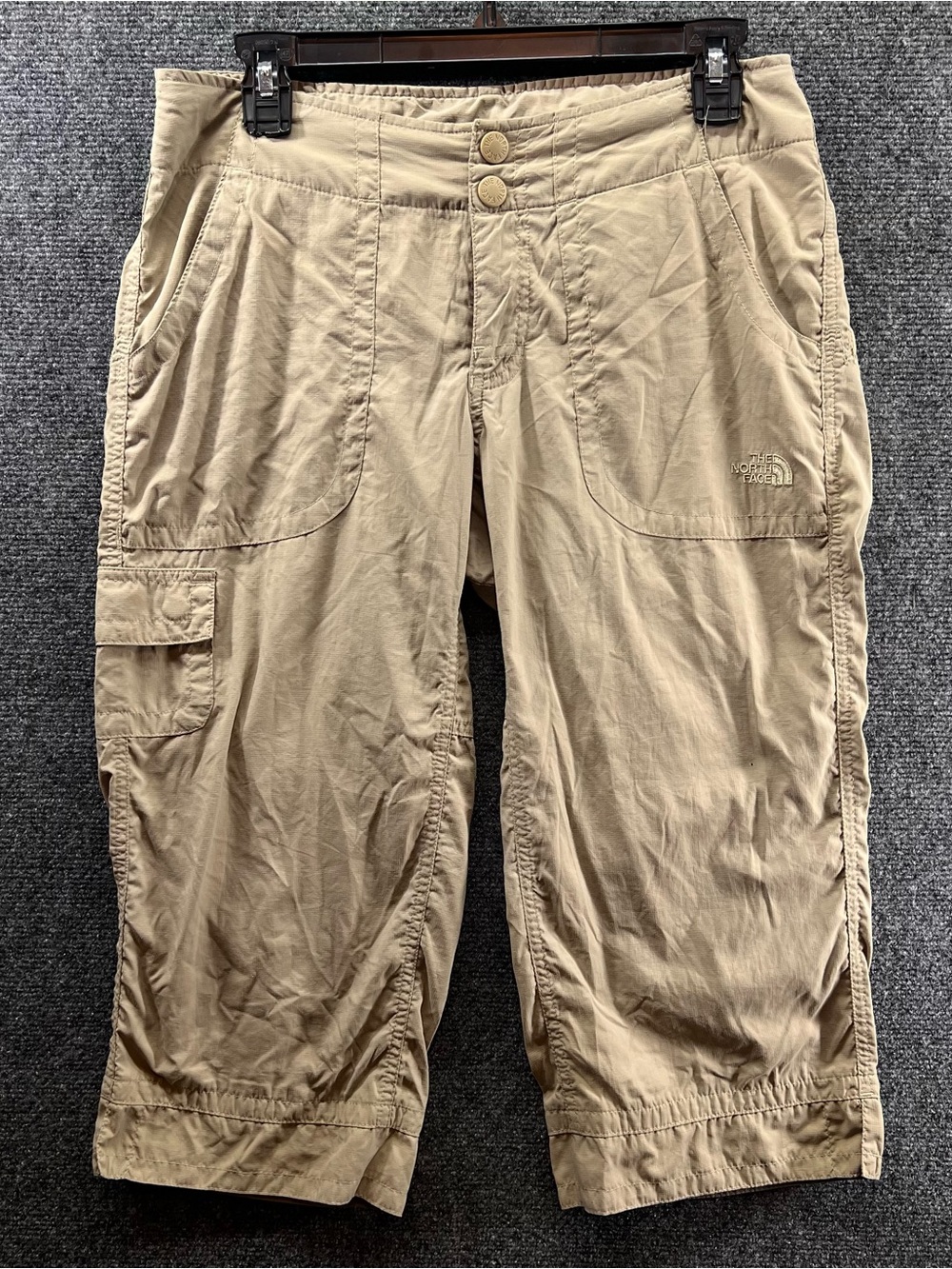 The North Face Womens Tan Nylon Hiking Capri Pants Sz 6 Cargo Gorpcore Hiking